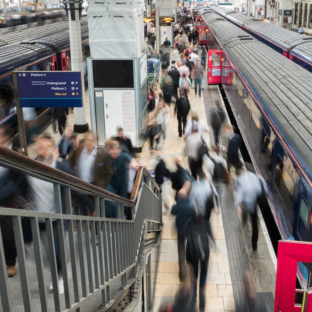 A busy train station